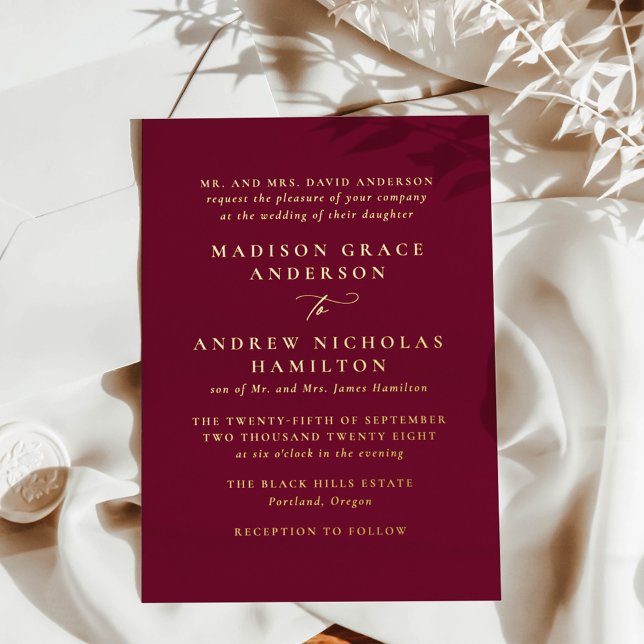 Modern Burgundy and Gold Calligraphy Wedding (Creator Uploaded)