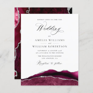 modern burgundy and silver calligraphy wedding