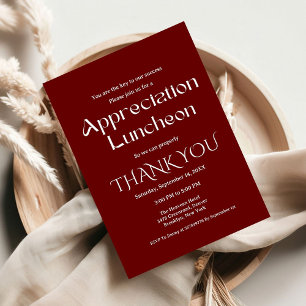 Modern burgundy appreciation party grateful party invitation