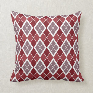 Modern burgundy beige argyle pattern cushion