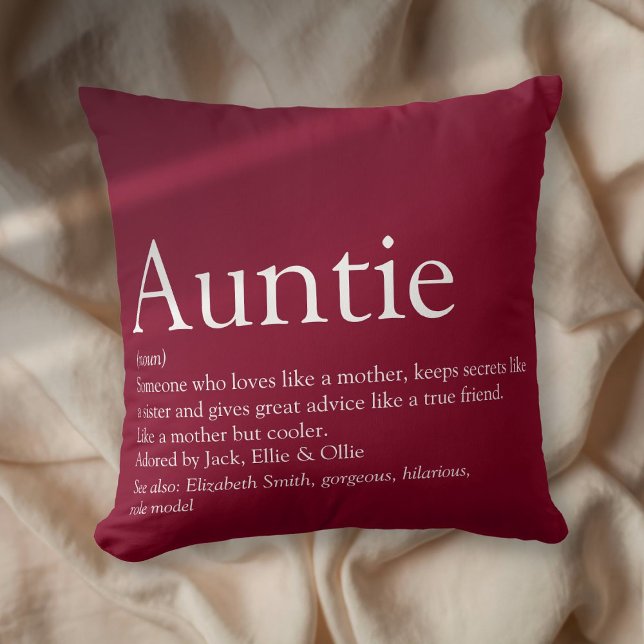 Modern Burgundy Best Ever Aunt Auntie Definition Cushion (Modern Burgundy Best Ever Aunt Auntie Definition Throw Pillow)