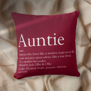 Modern Burgundy Best Ever Aunt Auntie Definition Cushion