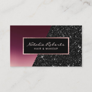 Modern Burgundy Black Glitter Beauty Salon Spa Business Card