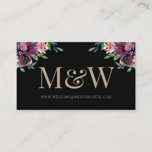 Modern Burgundy Black Monogram Wedding Website Enclosure Card