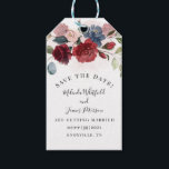 Modern Burgundy Bloom Rustic Floral Save The Date Gift Tags<br><div class="desc">Amaze your guests with this burgundy rustic floral bouquet save the date gift tag announcement. Simply add your date, names, and venue by clicking the "Personalise" button above. See the other unique save the date keepsakes in our store with the same or different designs to make your announcement unique and...</div>