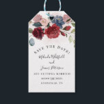 Modern Burgundy Bloom Rustic Floral Save The Date Gift Tags<br><div class="desc">Amaze your guests with this burgundy rustic floral bouquet save the date gift tag announcement. Simply add your date, names, and venue by clicking the "Personalise" button above. See the other unique save the date keepsakes in our store with the same or different designs to make your announcement unique and...</div>