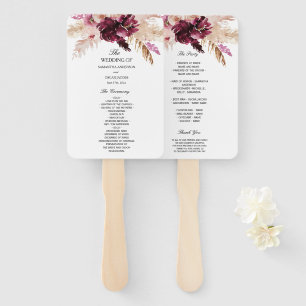 Modern Burgundy Blush Pink  Floral  Hand Fan