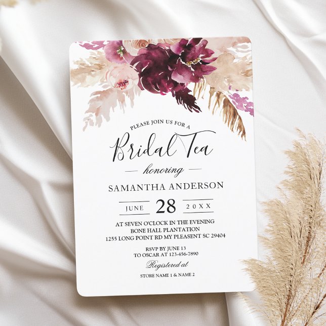 Modern Burgundy Blush Pink  Floral  Invitation (Creator Uploaded)