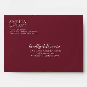Modern Burgundy Blush Terracotta Floral Wedding  Envelope