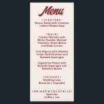 Modern Burgundy Bold Funky Retro Unique Wedding  Menu<br><div class="desc">A colorful retro funky modern cream and deep red wedding dinner menu. Which features chic template design of boho vintagecream  background and deep red bold typography .Perfect and matching with the whole suite.</div>