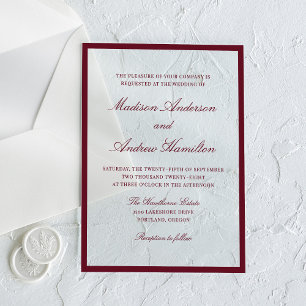 Modern Burgundy Border Wedding Acrylic Invitations