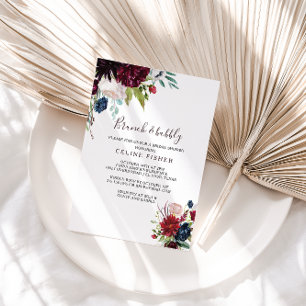 Modern Burgundy Brunch & Bubbly Bridal Shower Invitation