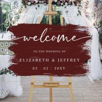 Modern Burgundy Brush Strokes Wedding Welcome 