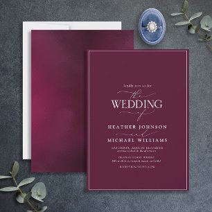 Modern Burgundy Calligraphy Wedding Invitation