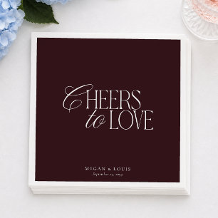 Modern Burgundy Cheers to Love Wedding Napkins