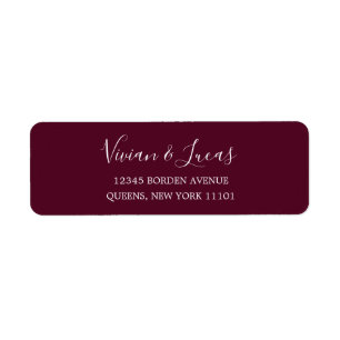 Modern Burgundy Chic Script Return Address