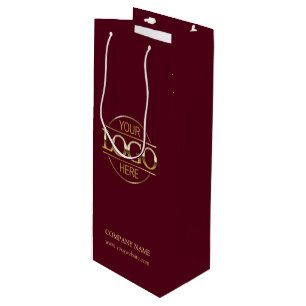 Modern Burgundy Corporate Company Business Logo Wine Gift Bag