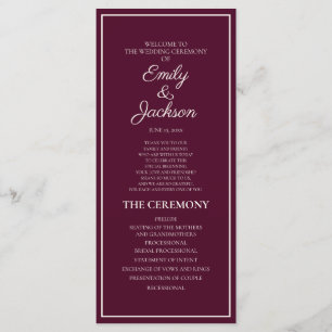 Modern Burgundy Cream Wedding Program Programme