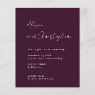 Modern Burgundy Elegant Script Wedding Invitation