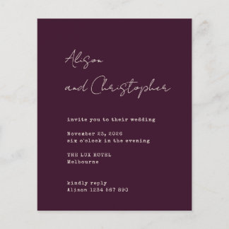 Modern Burgundy Elegant Script Wedding Invitation
