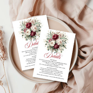 Modern Burgundy Floral Eucalyptus Greenery Gold  Enclosure Card