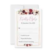 Modern Burgundy Floral Geometric Reply Response