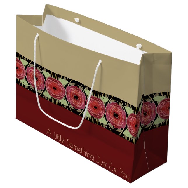 Modern Burgundy Floral Large Gift Bag (Front Angled)