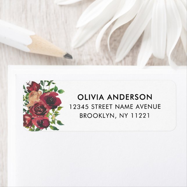 Modern Burgundy Floral Watercolor Greenery Foliage (Insitu)