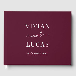 Modern Burgundy Formal Minimal Wedding Guest Book