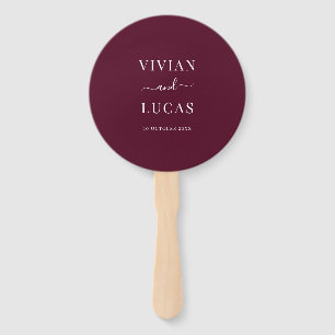 Modern Burgundy Formal Minimal Wedding Hand Fan