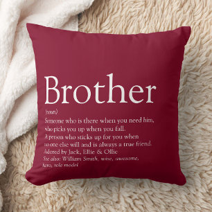 Modern Burgundy Fun Best Brother Ever Definition Cushion