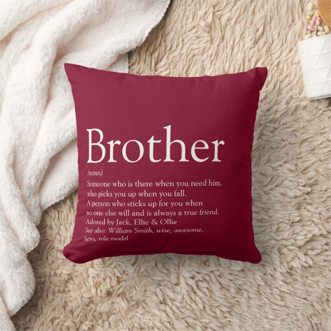 Modern Burgundy Fun Best Brother Ever Definition  Cushion (Blanket)