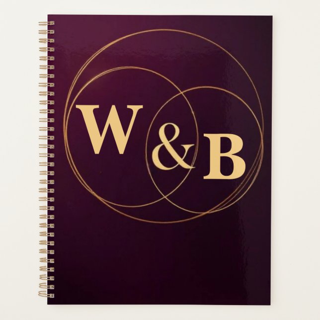 Modern Burgundy Geometric Frame Planner (Front)