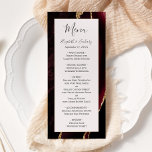Modern Burgundy Gold Agate Blush Wedding Menu<br><div class="desc">This elegant,  modern wedding menu features a watercolor burgundy agate background trimmed with gold faux glitter. The text appears in elegant charcoal grey handwriting and copperplate fonts on a blush pink rectangle. The agate design is repeated on the reverse.</div>