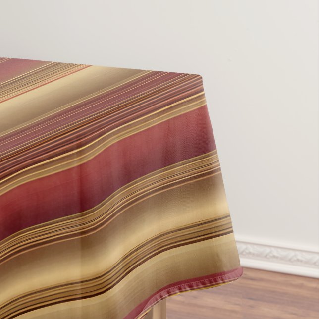 Modern Burgundy Gold Luxury Linen Collection Tablecloth (In Situ)