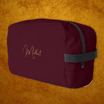 Modern Burgundy Gold Monogram Mens Womens Travel Dopp Kit<br><div class="desc">Create your own custom, personalised, beautiful modern elegant faux gold script / typography monogram monogrammed, durable Polyester Poplin, sturdy polyester fabric mens womens kids burgundy maroon dark red cosmetic makeup toiletry organiser golf beach accessory gym travel dopp kit bag pouch with a zippered closure, two interior mesh pockets - one...</div>