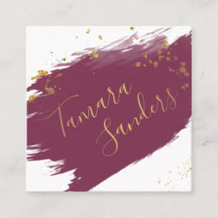 Modern Burgundy Gold Paint Strokes - Business Card