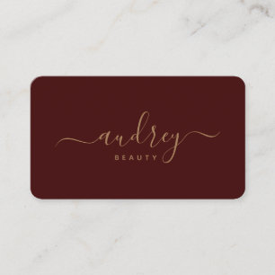 modern burgundy gold Signature Business Card