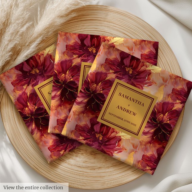 Modern Burgundy Gold Wedding Dinner Napkins (Modern Burgundy Gold Wedding Dinner Napkins)