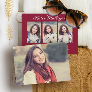 Modern Burgundy Graduation Party Photo Invitation