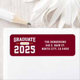 Modern Burgundy Graduation Return Address Label