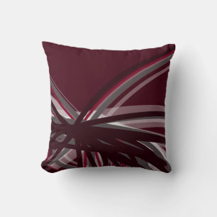 Modern Burgundy & Grey Artistic Abstract Cushion