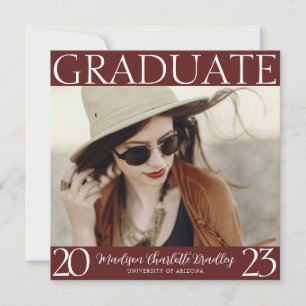 Modern Burgundy Maroon Graduation Announcement