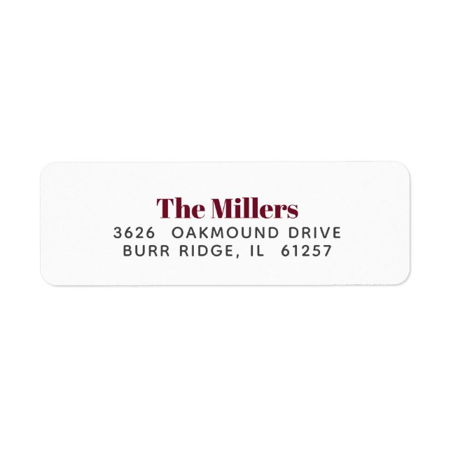 Modern Burgundy Merlot Red Holiday Family label (Front)