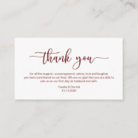 Modern Burgundy minimalism font Wedding Thank you