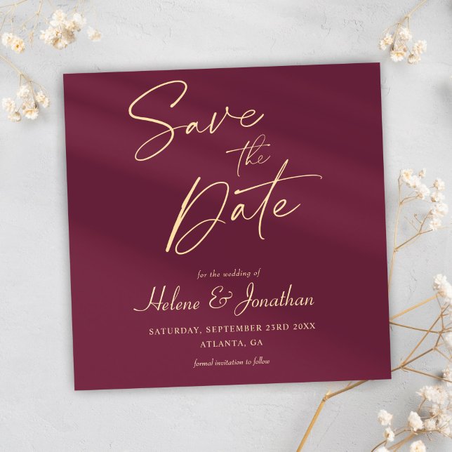 Modern Burgundy Minimalist Elegant Wedding Save The Date (Modern Burgundy Minimalist Elegant Wedding Save The Date)