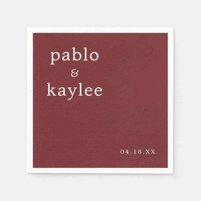 Modern Burgundy Minimalist Wedding Napkin (Front)