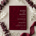 Modern Burgundy Minimalist Wedding Save The Date<br><div class="desc">Easily personalize your wedding save the date cards with this editable template. Features minimal elegant typography design in burgundy color.</div>