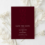 Modern Burgundy Minimalist Wedding Save The Date<br><div class="desc">Personalize your wedding save the date cards with this editable template. Features minimal elegant typography design in burgundy color.</div>
