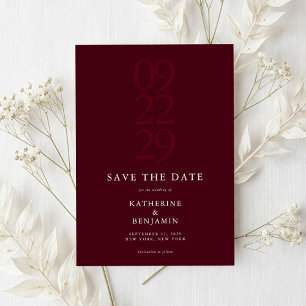 Modern Burgundy Minimalist Wedding Save The Date